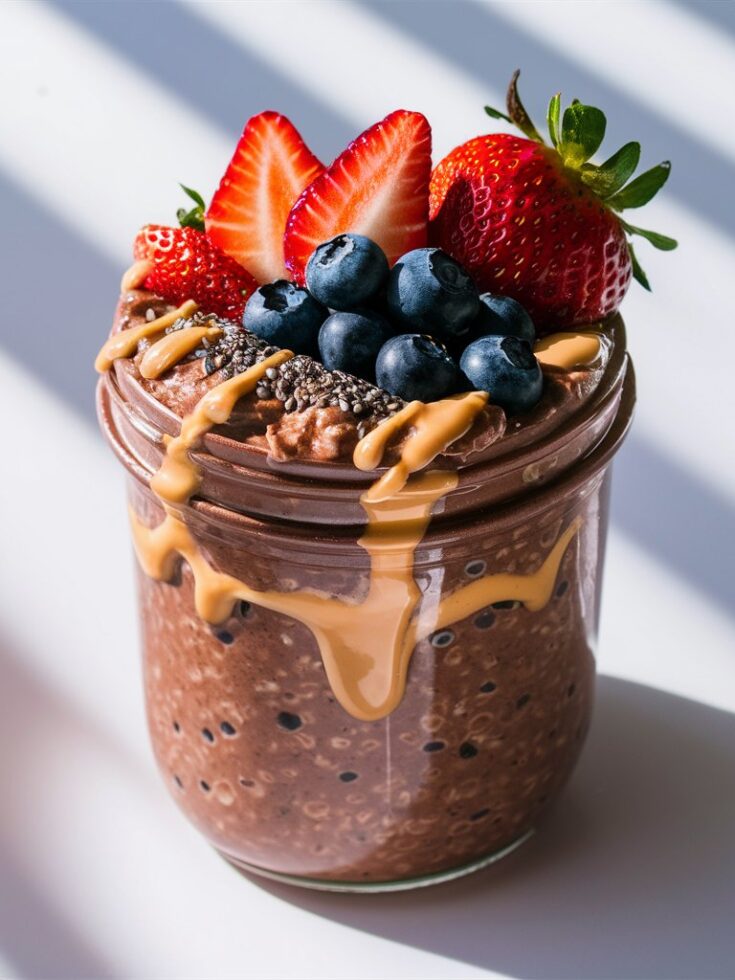 Chocolate Peanut Butter Protein Overnight Oats